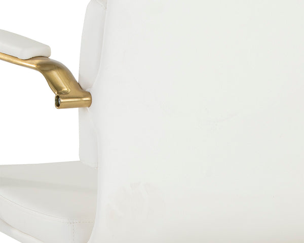 Sunpan Kleo Modern Office Chair with Gold Stainless Steel Frame and Luxurious Faux Leather for Comfort Snow