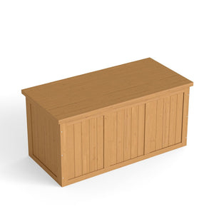 English Elm 67 Gallon Solid Wood Outdoor Deck Box with Hinged Lid Doubles as Patio Bench Seat W2640P327217