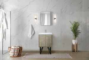 English Elm Rustic Acacia Bath Vanity Set With White Quartz Top, Brushed Nickel Faucet & 18" Mirror - Perfect For Small Spaces! B2731S01923-GIGA