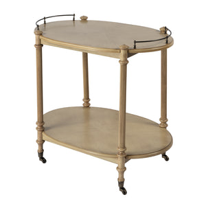 Kathleen Oval Wood 2 Tier Bar Cart 1690424 Beige Butler Specialty