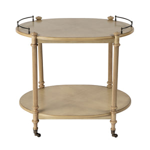 Kathleen Oval Wood 2 Tier Bar Cart 1690424 Beige Butler Specialty