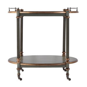 Butler Specialty Company Kathleen 31" Wood 2-tier Bar And Serving Cart With Antique Brass Gallery Pastel Green Rubberwood Solids,Mdf,Cherry Veneer,Zinc Alloy 1690482-butler