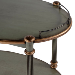 Butler Specialty Company Kathleen 31" Wood 2-tier Bar And Serving Cart With Antique Brass Gallery Pastel Green Rubberwood Solids,Mdf,Cherry Veneer,Zinc Alloy 1690482-butler