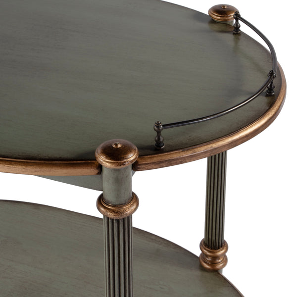 Butler Specialty Company Kathleen 31" Wood 2-tier Bar And Serving Cart With Antique Brass Gallery Pastel Green Rubberwood Solids,Mdf,Cherry Veneer,Zinc Alloy 1690482-butler