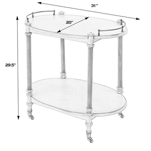 Butler Specialty Company Kathleen 31" Wood 2-tier Bar And Serving Cart With Antique Brass Gallery Pastel Green Rubberwood Solids,Mdf,Cherry Veneer,Zinc Alloy 1690482-butler