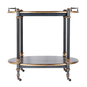 Butler Specialty Company Kathleen 31" Wood 2-tier Bar And Serving Cart With Antique Brass Gallery Pastel Blue Rubberwood Solids,Mdf,Cherry Veneer,Zinc Alloy 1690483-butler