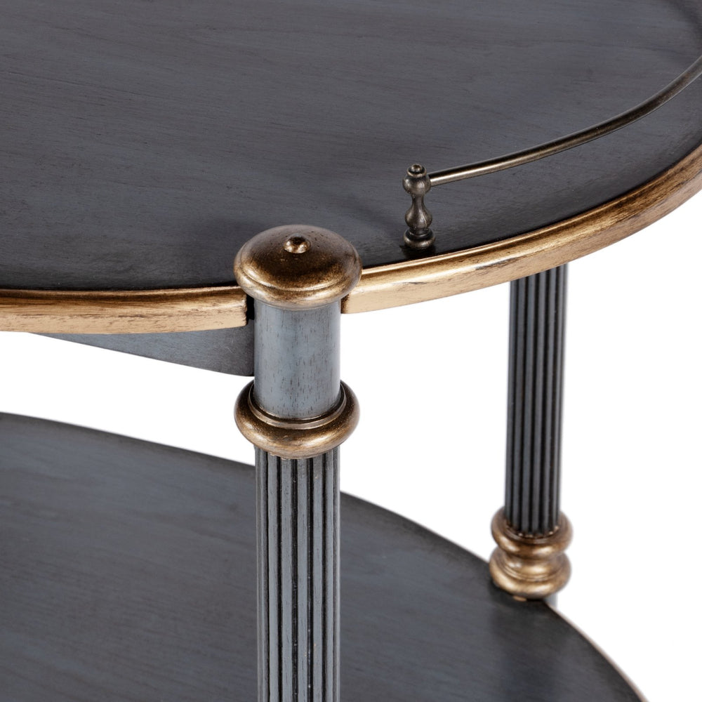 Butler Specialty Company Kathleen 31" Wood 2-tier Bar And Serving Cart With Antique Brass Gallery Pastel Blue Rubberwood Solids,Mdf,Cherry Veneer,Zinc Alloy 1690483-butler