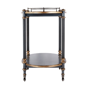 Butler Specialty Company Kathleen 31" Wood 2-tier Bar And Serving Cart With Antique Brass Gallery Pastel Blue Rubberwood Solids,Mdf,Cherry Veneer,Zinc Alloy 1690483-butler