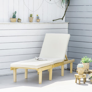 English Elm Outsunny Chaise Lounge Chair – Adjustable Outdoor Recliner With Cushion For Deck, Patio & Beach Relaxation W2225P200799-GIGA