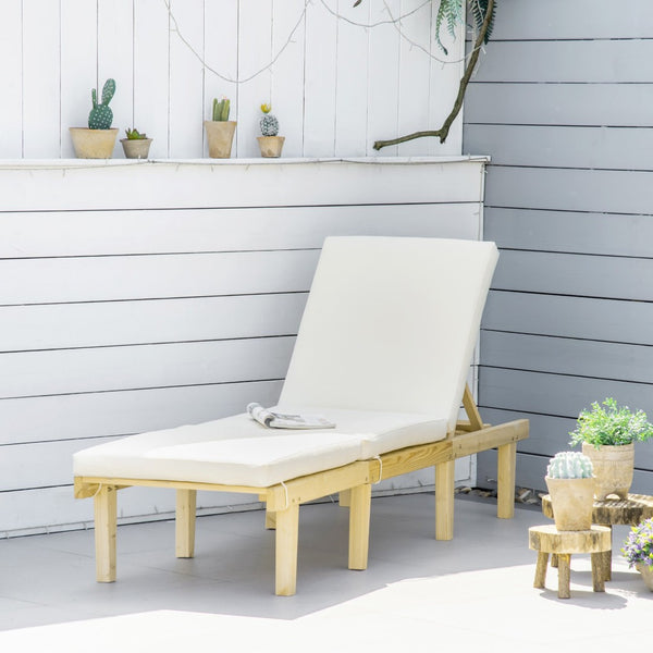 English Elm Outsunny Chaise Lounge Chair – Adjustable Outdoor Recliner With Cushion For Deck, Patio & Beach Relaxation W2225P200799-GIGA