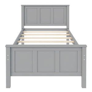 English Elm Twin Pine Platform Bed with Pull-out Trundle Storage Drawers for Kids or Guests Gray N7090008815E