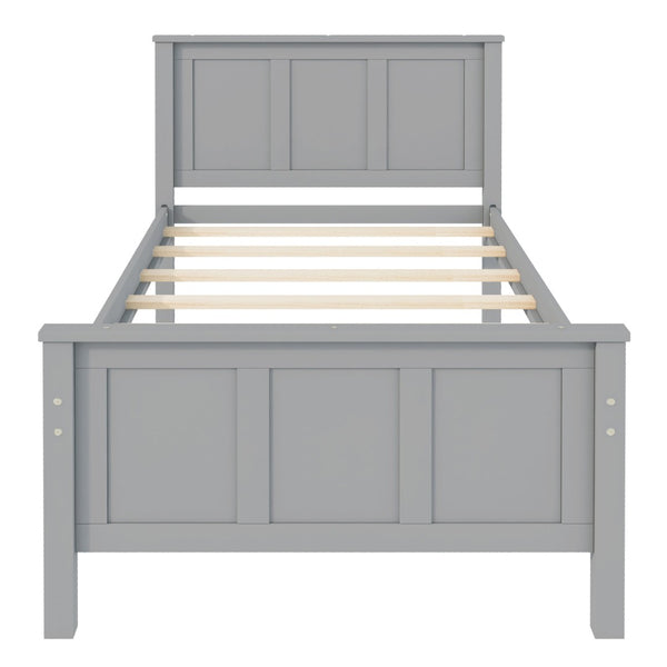 English Elm Twin Pine Platform Bed with Pull-out Trundle Storage Drawers for Kids or Guests Gray N7090008815E