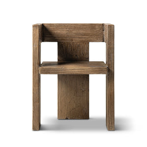 English Elm Avenel Reclaimed Elm Sculptural Accent Chair Wabi-sabi Solid Wood Architectural Statement Brown B2719P474444