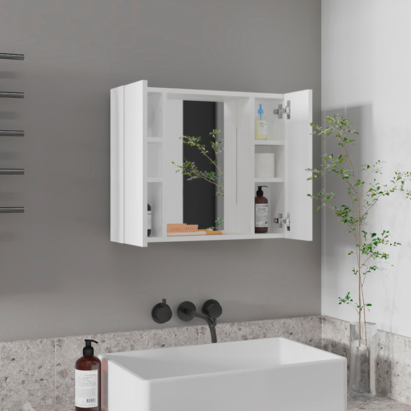 English Elm Ellegrini White Medicine Cabinet with Mirror, 7 Shelves & 2 Doors — Compact 23.6"x19.5" Storage Elegance B06280134