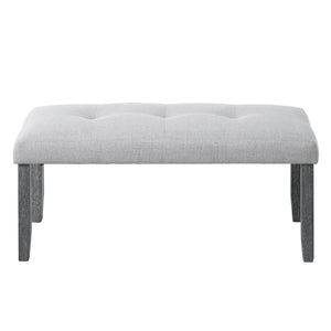 English Elm Upholstered Tufted Bench with LVL Rubber Wood Legs, Mid-Century Modern End of Bed Seating, 250lb Capacity Beige+Grey N752P294997E