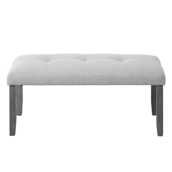 English Elm Upholstered Tufted Bench with LVL Rubber Wood Legs, Mid-Century Modern End of Bed Seating, 250lb Capacity Beige+Grey N752P294997E