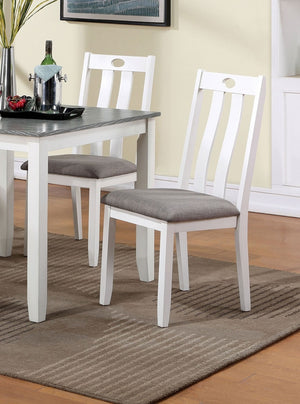 English Elm Modern White 5pc Dining Set with Gray Linen-Like Cushions, Two-Tone Solid Wood Table & Chairs, Transitional Design B011P230001