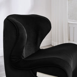 English Elm Ergonomic Floor Chair Velvet Upholstered Lumbar Support Seat for Reading Nook or Lounge Black W1097P462006