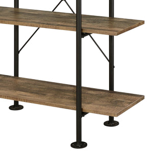 English Elm Rustic Industrial 5-Shelf Bookcase with Water-Pipe Metal Frame, 73.5" Tall Rustic Oak & Black Storage Display B062P184590