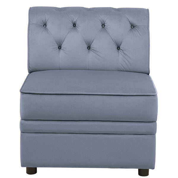 English Elm Grey Velvet Modular Armless Chair with Crystal Button Tufting, Pocket Coil Support, Luxe Comfort (98) B062P189147