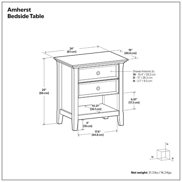 English Elm Amherst French Blue Solid Wood Nightstand with Open Shelf and Bronze Hardware B136P488703