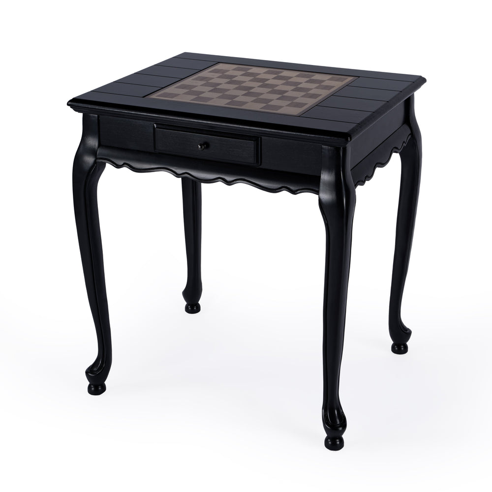 Butler Specialty Bannockburn Square Wood Game Table With Reversible Top & Antique Brass Drawer - Perfect For Family Fun Black Rubberwood Solids,Mdf,Cherry,Maple And Walnut Veneers 1694111-butler