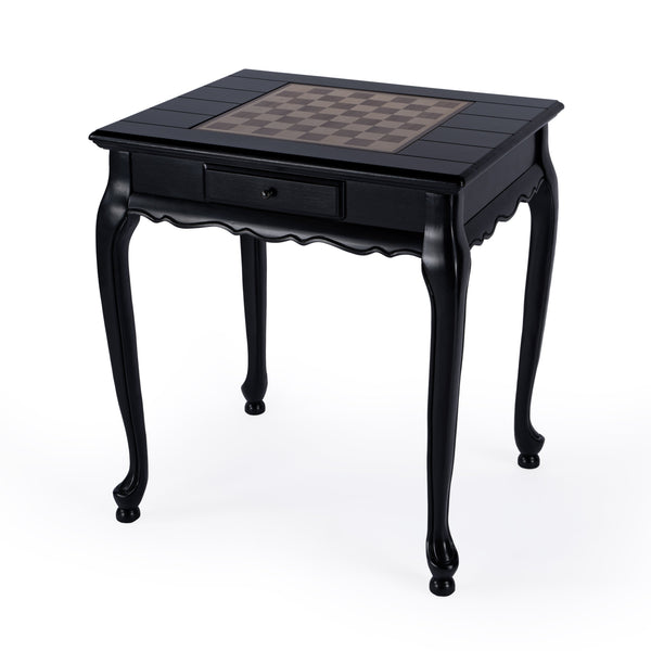 Butler Specialty Bannockburn Square Wood Game Table With Reversible Top & Antique Brass Drawer - Perfect For Family Fun Black Rubberwood Solids,Mdf,Cherry,Maple And Walnut Veneers 1694111-butler