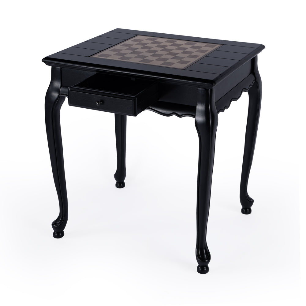 Butler Specialty Bannockburn Square Wood Game Table With Reversible Top & Antique Brass Drawer - Perfect For Family Fun Black Rubberwood Solids,Mdf,Cherry,Maple And Walnut Veneers 1694111-butler