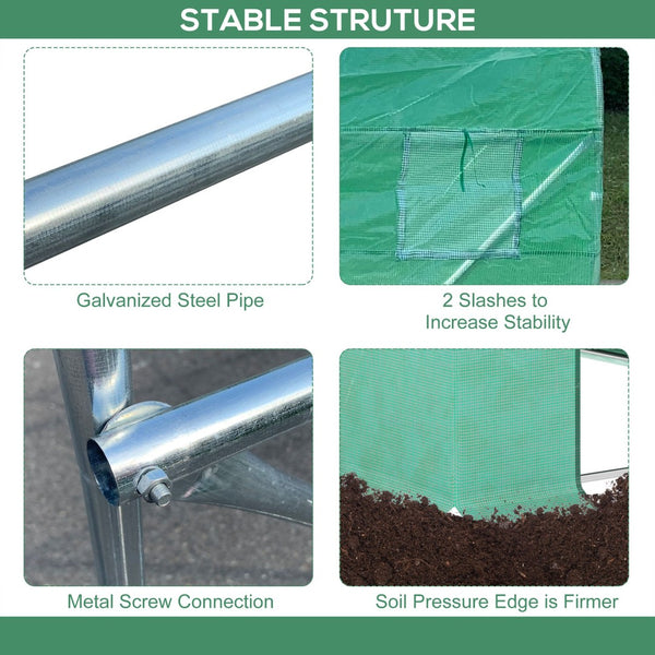 English Elm Outsunny Walk-in Hoop Greenhouse Steel Frame Pe Cover Ventilation for Year-round Growing W2225P217791