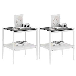 English Elm Coffee Table And End Tables Set Of 3 - Modern Gray Glass With Mdf Shelf, Stylish Living Room Furniture W241S00042