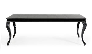 VIG Furniture Sovereign Crocodile-Textured Black Lacquer Dining Table With Ornate Gloss Legs, Luxe Reflective Top (W87") VGUNRC830-220-BLK