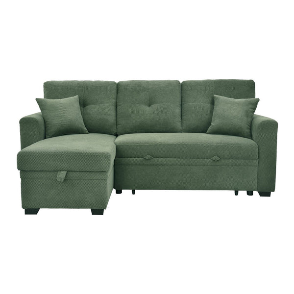 English Elm Sleeper Sectional with Storage Chaise Tufted Polyester Sofa Bed for Small Spaces W5568S00041