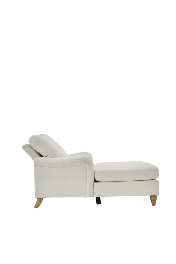 English Elm Modern Mid-Century Oversized Chaise Lounger Sofa Bed with Solid Wood Legs, Deep Seat Comfort Sleeper White W2363S00071