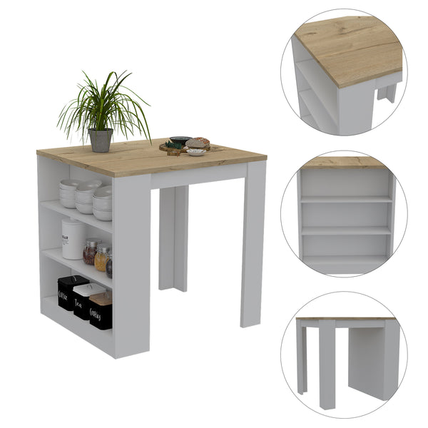 English Elm Alameda Modern Kitchen Island with Three Concealed Drawers, Multicolor Particle Board, 36.2" Top B128S00130