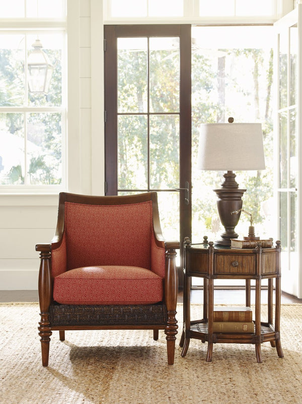 Lexington Tommy Bahama Home Flamingo Octagonal End Table: Exquisite Caribbean-inspired Design With Green Penn Shell Top & Brass Accents Caribbean Sunset  593-951