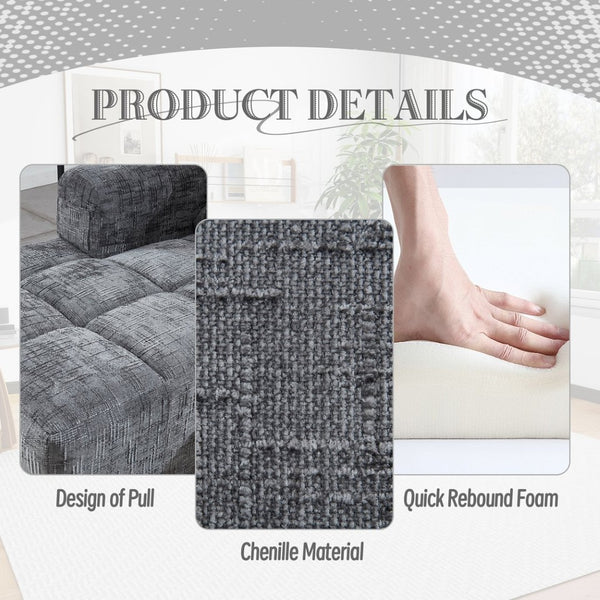 English Elm United Modern Chenille 98.42-Inch L-Shaped Modular Sectional Sofa With Chaise & Side Pockets P2 W1568S00146-GIGA