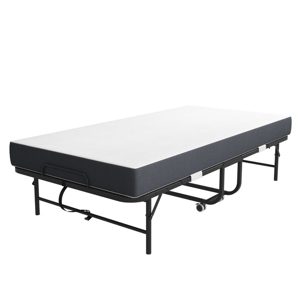 English Elm 75 Inch Rollaway Twin Bed with Memory Foam Mattress Heavy Duty Steel Frame Foldable W2735P425460