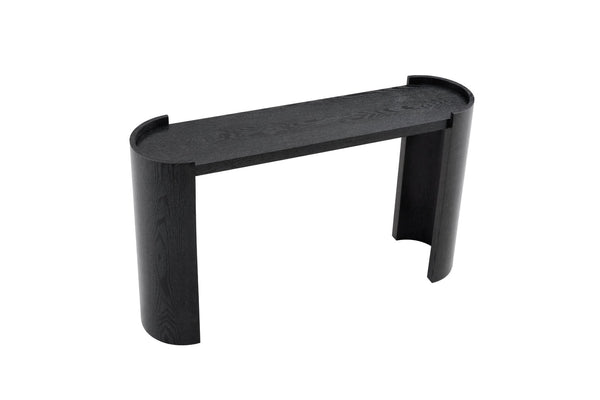 English Elm Double-layer Matte Black Console Table Curved Shelf Minimalist Entryway Sofa Side W3875P388009