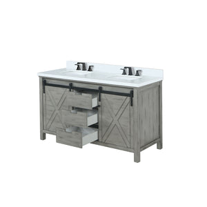 English Elm Ash Grey Double Bath Vanity With Cultured Marble Top, Matte Black Faucet, And Ample Storage Solutions B2731P260143