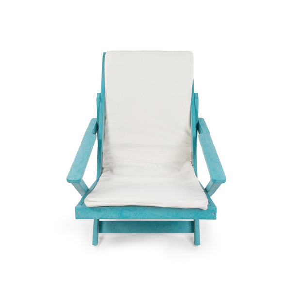 English Elm Pinecrest Outdoor Folding Lounge Chair Recycled Hdpe Reclining Patio Seat with Cushion Teal B2745P409693
