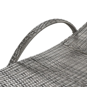 English Elm K&K 80" Outdoor Wicker Chaise Lounge Set of 2 with 2000H UV Wicker, Pull-Out Side Table, 4-Position Recliner Grey WF321204AAE