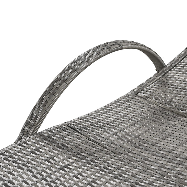 English Elm K&K 80" Outdoor Wicker Chaise Lounge Set of 2 with 2000H UV Wicker, Pull-Out Side Table, 4-Position Recliner Grey WF321204AAE