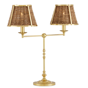 Deauville Desk Lamp: Handmade Seagrass & Brass Fixture by Suzanne Duin - French Flair for Your Space