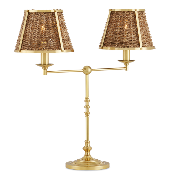 Deauville Desk Lamp: Handmade Seagrass & Brass Fixture by Suzanne Duin - French Flair for Your Space