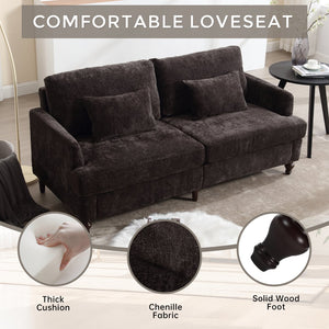 English Elm Mid Century Modern chenille loveseat with solid wood frame, detachable cushions, breathable fabric couch Black W395P151900