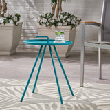 Christopher Knight Home® - Noble House - Vida Outdoor Modern 16.5" Side Table with Steel Legs -