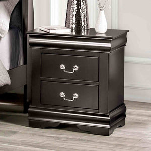 English Elm Light Gray Contemporary Nightstand Solid Rubberwood Dovetail Drawer Bedroom Storage Black B2741P433358