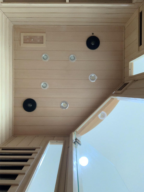 English Elm Indoor Three Person Hemlock Far Infrared Sauna with Audio Speakers and Steam Kit W5530P446217