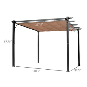 English Elm Outsunny 10' X 13' Modern Aluminum Pergola With Retractable Canopy For Stylish Outdoor Living W2225P200570-GIGA