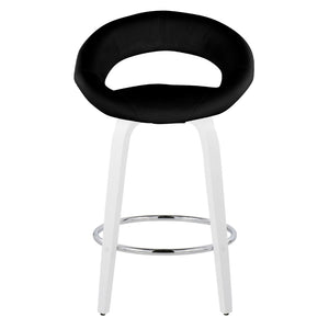 English Elm Fixed-height Swivel Counter Stools with Faux Leather Seats and Chrome Footrest Set of 2 Black B202S01841